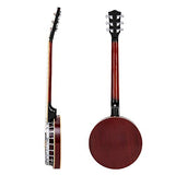 6-String Resonator Banjo Right Handed Back & Sides Sapele with Strings - Banjo String Instrument, Beginner Kit IHADA