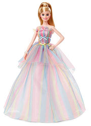 Barbie Signature Birthday Wishes Doll, Approx. 12-in Blonde in Rainbow Dress, Multi