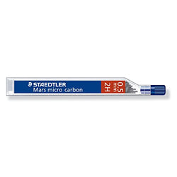 Staedtler Micro Mars Carbon Mechanical Pencil Lead, 0.5 mm, 2H, 60 mm x 12 Leads (250 05 2H)