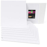 Arteza 12x12” White Blank Canvas Panel Boards, Bulk Pack of 14, Primed, 100% Cotton for Acrylic