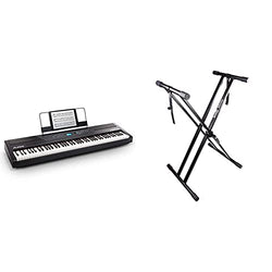 Alesis Recital Pro | Digital Piano/Keyboard & RockJam Xfinity Heavy-Duty, Double-X, Pre-Assembled, Infinitely Adjustable Piano Keyboard Stand with Locking Straps