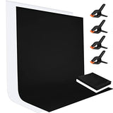 2 Pack 10 x 7 FT White & Black Backdrop Background Photography, Photo Booth Pure Backdrop Screen Curtain for Photoshoot Zoom Video Recording Portrait Photographer Studio Parties with 4 Spring Clamps