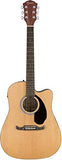 Fender FA-125CE Dreadnought Cutaway Acoustic-Electric Guitar - Natural Bundle with Hard Case, Strap, Strings, Picks, Fender Play Online Lessons, and Austin Bazaar Instructional DVD