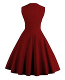 KILLREAL Women's Vintage 50s Polka Dot Print A-Line Sleeveless Cocktail Party Casual Dress Wine Red 3X-Large