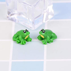 BigKoroStore 2 pcs little frog doll house miniatures s figurine cute fairy garden gnome moss terrarium figurines silver metal miniatures