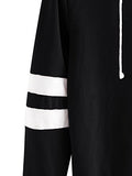 DIDK Women's Embroidered Rose Patch Stripe Sleeve Hoodie Sweatshirt Black S