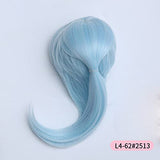 MEShape BJD Wig Ball-Jointed Doll 1/4 18-19cm SD Doll Blue Hair High Temperature Silk Wig (Wig Only, No Doll)