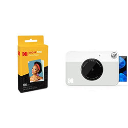 Kodak 2"x3" Premium Zink Photo Paper (100 Sheets) & Printomatic Digital Instant Print Camera - Full Color Prints On ZINK 2x3" Sticky-Backed Photo Paper (Grey) Print Memories Instantly