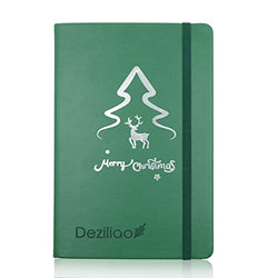 Deziliao Hardcover Notebook Journal 160 Pages, Lined Journal Notebooks for Work, 100Gsm Premium Thick Paper with Pocket, Medium 5.7"x8.4", Christmas Gift（Green, Ruled）