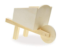 Multicraft Wheelbarrow Miniature Wood for Dollhouses, Displays, Crafting, DIY - 4 Inches Tall