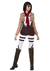 Attack on Titan Mikasa Costume Women's Cosplay Mikasa Outfit X-Small Brown