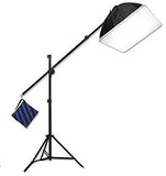 StudioFX 2400 Watt Softbox Continuous Photo Lighting Kit 16"x24" + Boom Arm and 6'x9' Black, White, Chromakey Green Backdrop with Support Stand for Photography Video Studio H9004SB-69BWG by Kaezi