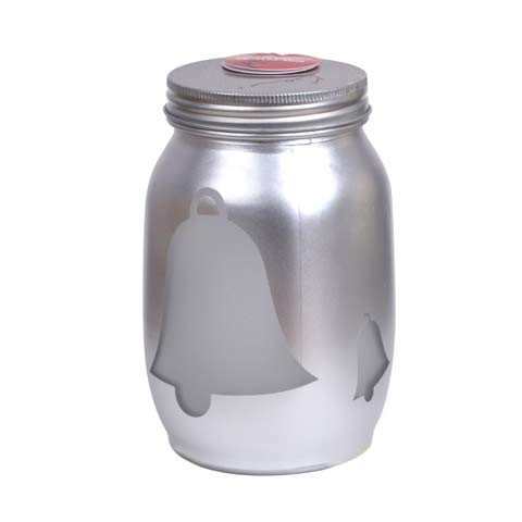 Darice Christmas Bell Mason Jar with Light, Silver