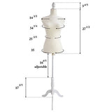 Valuebox Female Mannequin Torso Women Dress Form with Wooden Tripod Stand 34" 26" 35" Size 6 (White)