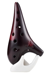 L'MS Professional 12 Hole Alto C Ocarina Ceramic Masterpiece Collectible Woodwind Instruments Flute (Painting-Wine)
