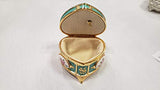 Sea Foam Green Heart Shaped Musical Jewelry Box playing Somewhere Out There