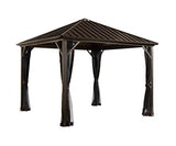 Sojag 10' x 12' Dakota Hardtop Gazebo Outdoor Sun Shelter, Black,Brown