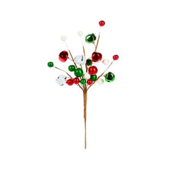 Darice Jingle Bell Floral Pick: Red/Green/White - 5.12 x 9 x 0.98 Inch.