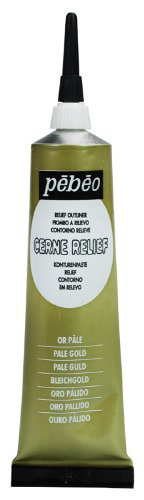 Pebeo Vitrail Stained Glass Effect Cerne Relief 37-Milliliter Tube with Nozzle , Pale Gold