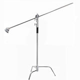 EACHSHOT C Stand Metal w/Bag Wheel Sandbag Clip Max 10.8ft/330cm with 3.28ft/106cm Holding Arm 2 Pieces Grip Head for Godox AD400 Pro AD600 Pro AD600BM Aputure 120D 300D II for Photography Studio