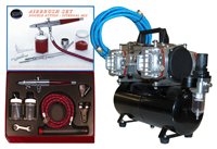 Paasche VLS-SET Airbrushing System with AirBrush-Depot TC-848 Four-Cylinder Piston Air Compressor with Tank & Case