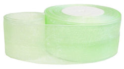 HipGirl Mint Green Shimmer Sheer Organza Ribbon, 1.5" X 50yd, Bulk 50 Yards Shiny Soft Fabric