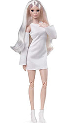 Barbie Signature Looks Doll (Tall, Blonde) Fully Posable Fashion Doll Wearing White Dress & Platform Boots, Gift for Collectors