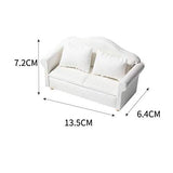 F Fityle Dollhouse Sofa, Dolls House Furniture Double Sofa Love Seat with Cushion Pillow - Pure White - 1/12 Scale