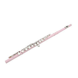 Twinbuys Exquisite Concert Flute Cupronickel Plated C Key Flute with 16 Holes Woodwind Instrument with Case Cork Grease Cleaning Set Pink