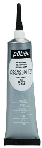 Pebeo Vitrail Stained Glass Effect Cerne Relief 37-Milliliter Tube with Nozzle , Silver