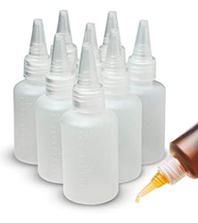 Bastex 2oz Clear Plastic Small Squeeze Bottles. 8 Pack Mini 2 Ounce Empty Squirt Bottle with Twist top Caps. Great for Paint, Art, Craft, Liquids, Lotion, Glue, Airline Travel and More.