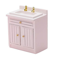 yuye-xthriv 1/12 Cabinet Counter Sink Counter Model Mini Doll House Kitchen Play Cabinets Cooking Table Sink Counter Model Toy C