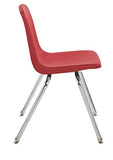 FDP-10371-RD 18" School Stack Chair, Stacking Student Seat with Chromed Steel Legs and Nylon Swivel Glides; for in-Home Learning, Classroom or Office - Red (5-Pack)