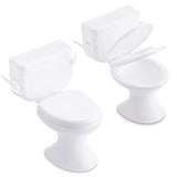 2 Pieces Mini White Toilet Seat Toy Doll House Furniture Miniature Classic Bathroom Baby Toilet Toy Tiny Cake Topper Bathroom Furniture Dollhouse Accessories