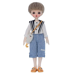 Mini 1/6 BJD Boy Doll 11in Ball Jointed Doll 28cm Handmade SD Dolls with Clothes Set Shoes Wig Makeup and Bag, Best Resin DIY Gift