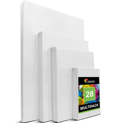 Zenacolor - Set of 28 Canvas Boards for Painting Art - Multisize Canvas for Acrylic Painting - Painting, Drawing & Art Supplies, Canvases for Painting- 100% Acid-Free Painting Supplies White Board.