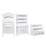 3 Pieces 1/12 Dollhouse Exquisite Cabinet Room Furniture Toy Accessory White