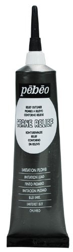 Pebeo Vitrail Stained Glass Effect Cerne Relief 37-Milliliter Tube with Nozzle , Imitation Lead