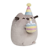 GUND Pusheen Birthday Cake Plush Stuffed Animal Cat, 9.5" & Pusheen Snackables Sushi Chopsticks Plush Stuffed Animal Cat, 9.5"