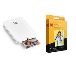 Kodak Step Slim Instant Mobile Photo Printer – Wirelessly Print 2x3” Photos on Zink Paper with iOS & Android Devices w/ 2"x3" Premium Zink Photo Paper (50 Sheets)