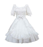 Smiling Angel Girls White/Black Sweet Lolita Dress Princess Court Skirts Cosplay Costumes, Large