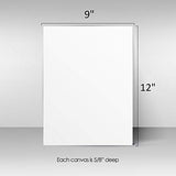 8 Pack Stretched Canvas for Painting, 9x12 | Bulk Value Pack Plain White Rectangular Canvases | Triple Acrylic Gesso Primed | Art Supplies for Acrylics, Oil Painting, DIY Wall Décor