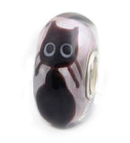 Cute Kitty Cat Artisan Glass Bead Sterling Silver Single Core for Kitten Memory Charm European