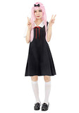 C-ZOFEK Women's Japanese Anime Shinomiya Kaguya Fujiwara Chika Cosplay Black Uniform Dress (X-Small, Short sleeve)
