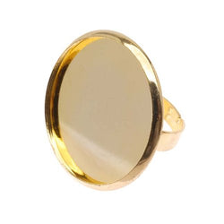 Beadaholique Gold Tone Brass 30mm Round Bezel Adjustable Ring (1)
