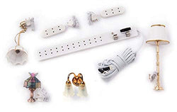 Melody Jane Dollhouse Electric Light Starter Kit 4 Lights Socket Strip Extension Leads 12V