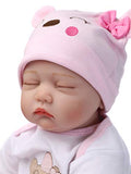 Pinky 22inch 55cm Lifelike Reborn Baby Girl Doll Soft Silicone Sleeping Baby Realistic Looking Newborn Doll Toddler Kid Birthday and Xmas Gift