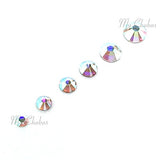 CRYSTAL AB (001 AB) Tiny small sizes mixed with Swarovski 2058 Xilion Rose flatbacks sizes ss3,