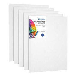 GOTIDEAL Canvas Panels 16x20" inch Set of 5,Professional Primed White Blank- 100% Cotton Artist Canvas Boards for Painting, Acrylic Paint, Oil Paint Dry & Wet Art Media