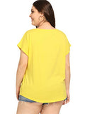 Romwe Women's Plus Size Casual Loose Cute Print Short Sleeve Summer Tee T-Shirt Tops Yellow 3X